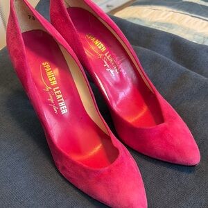Spanish Leather- Women's Pink Suede Heels